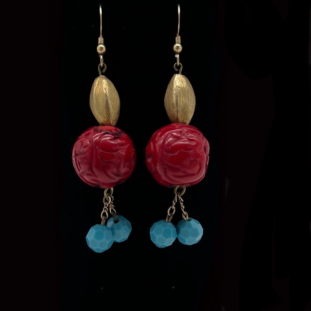 Vintage 1970’s Asian Inspired Beaded Dangle Earrings